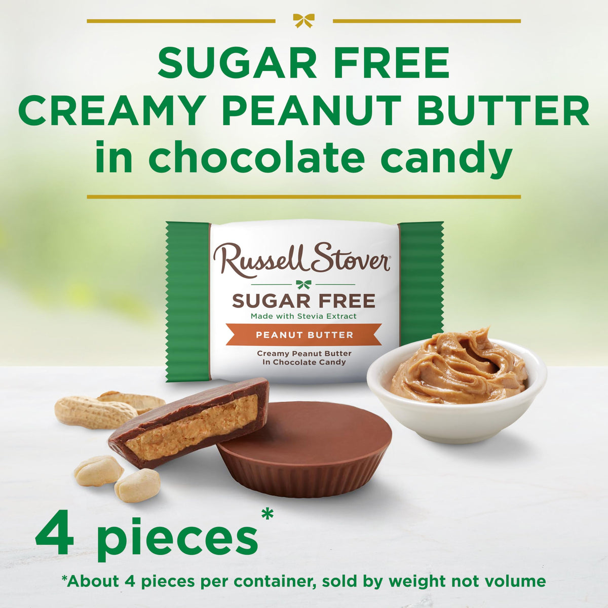 Individually wrapped Russell Stover sugar-free cups for easy sharing