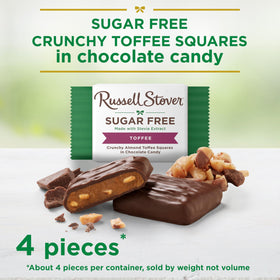 Sugar Free Toffee Squares close-up showing crunchy toffee beneath chocolate.