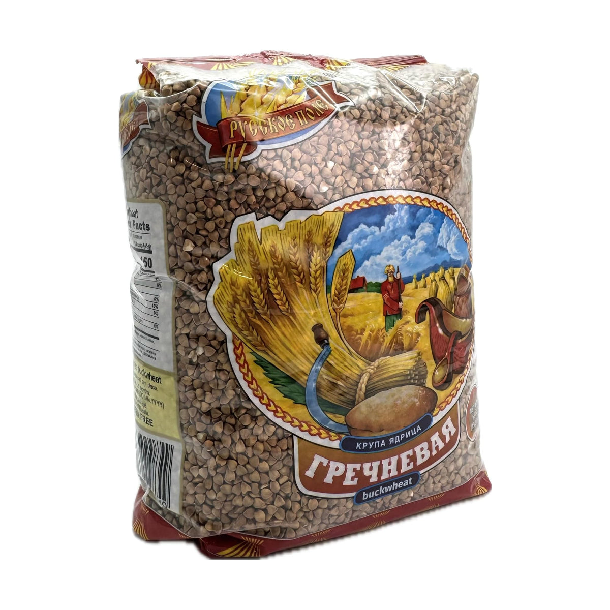 Russkoe Pole buckwheat groats in a 53 oz bag for versatile meals.