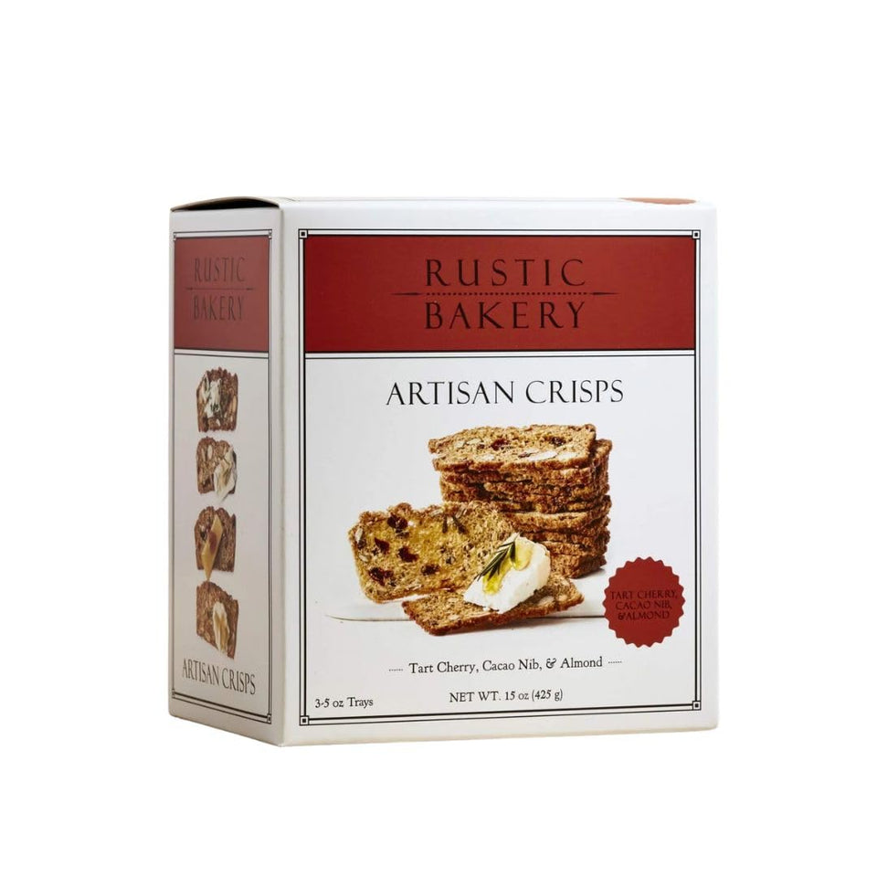 Rustic Bakery Tart Cherry Crisps with cacao nibs and almonds, ideal for cheese pairings