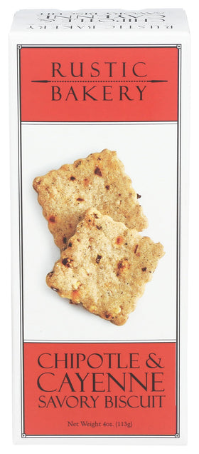Rustic Bakery Chipotle Cayenne Savory Biscuits front view, bold flavor for snacking