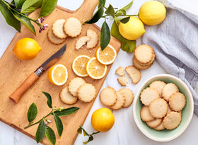Four tray pack of Rustic Bakery Meyer Lemon Shortbread for gifting