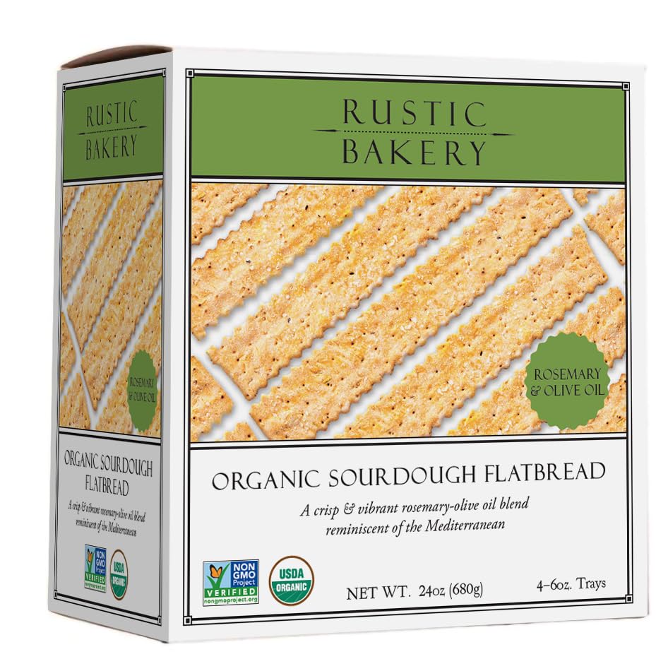 Rustic Bakery rosemary olive oil flatbread crackers, ideal for cheese pairing