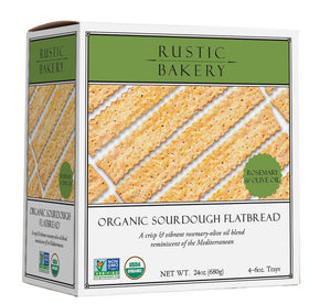 Rustic Bakery rosemary olive oil flatbread crackers, ideal for cheese pairing