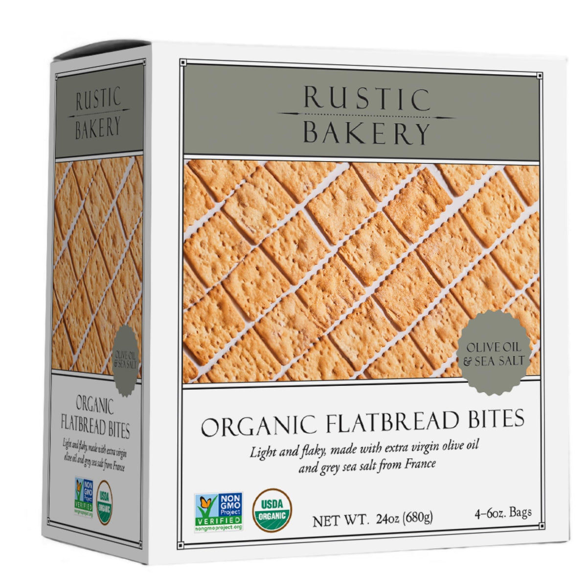 Rustic Bakery sourdough crackers with olive oil and sel gris, perfect for starter cheese plates.