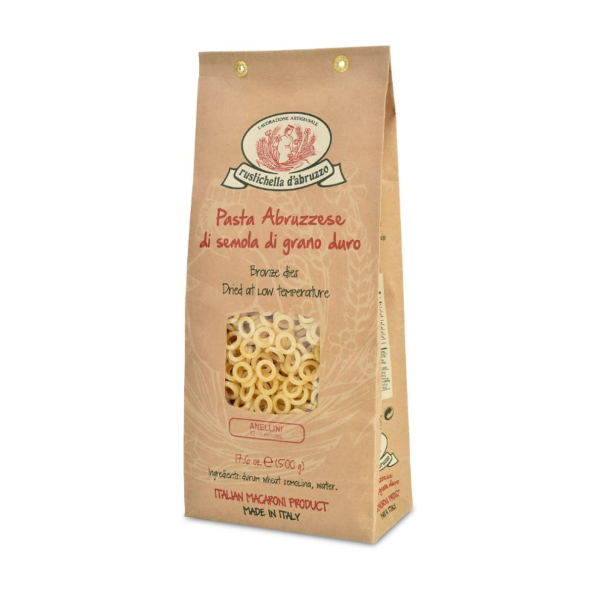 Rustichella d'Abruzzo Anellini uncooked rings ideal for soups.