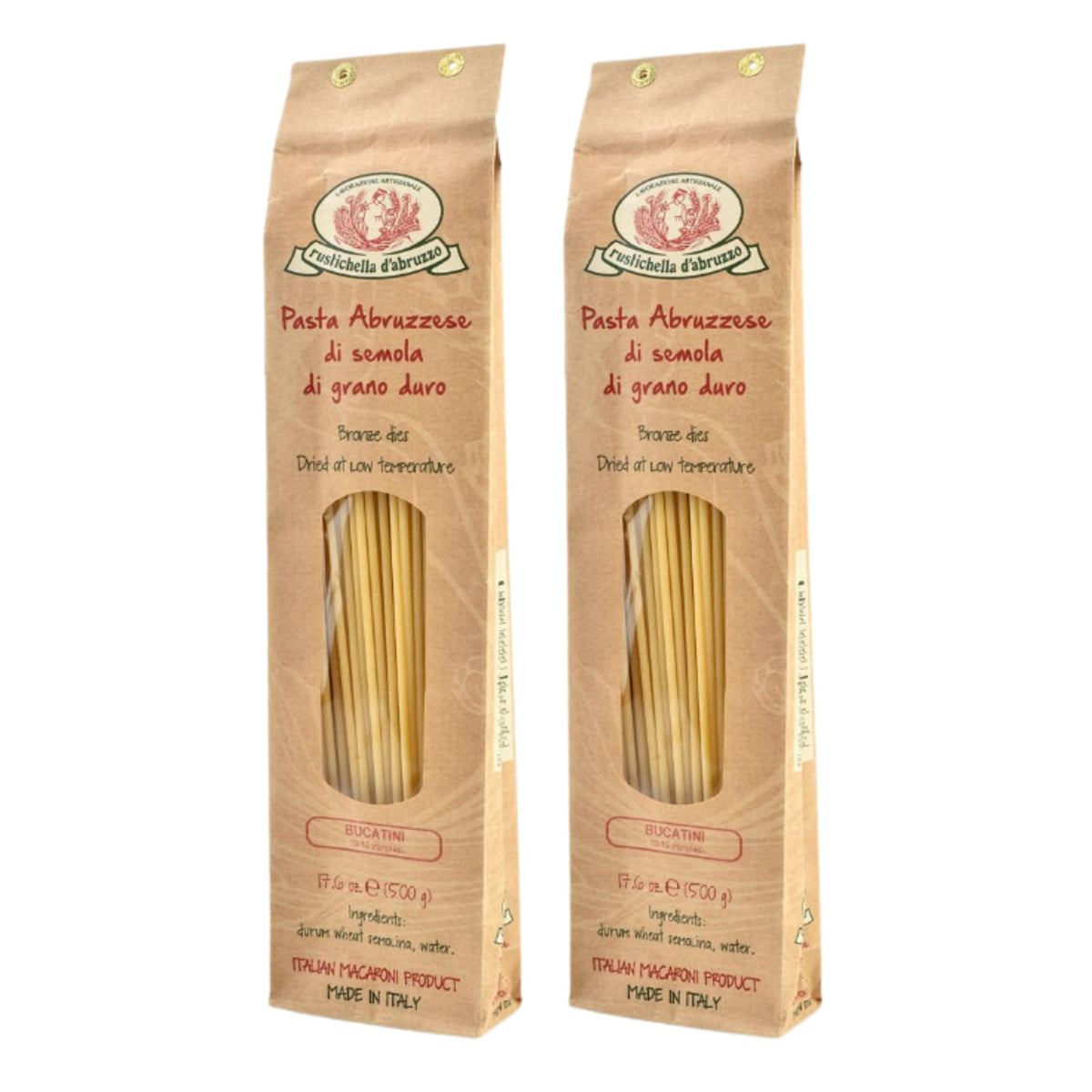 Rustichella d'Abruzzo Bucatini hollow center two-pack highlights sauce-capturing pasta shape
