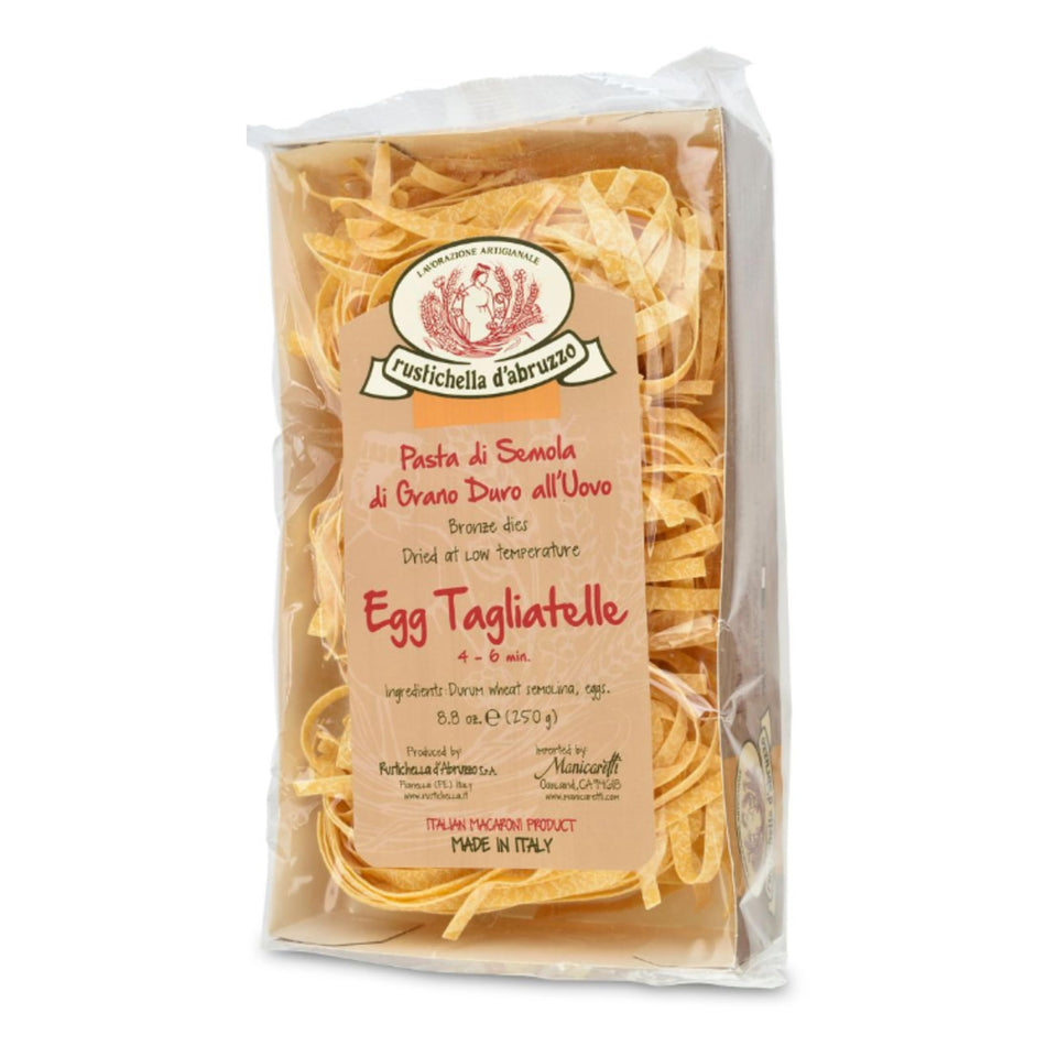 Rustichella d'Abruzzo Egg Tagliatelle nest, premium texture suited for rich sauces