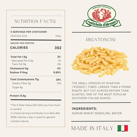 Rustichella d'Abruzzo Rigatoncini with spicy tomato sauce for bold, flavorful pasta nights