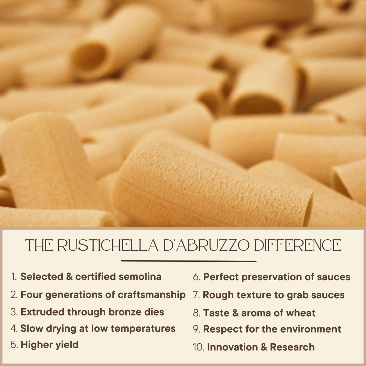 Rustichella d'Abruzzo Rigatoncini plated with bold sauce for comforting meals
