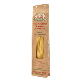 Rustichella d'Abruzzo spaghetti 500g pack highlighting premium durum wheat for sauces