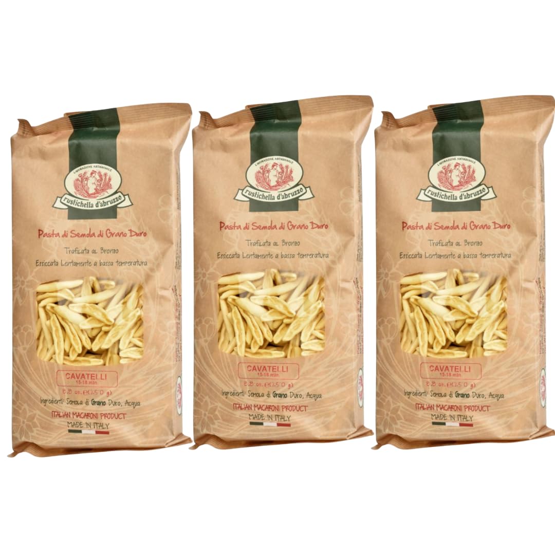 Rustichella d'Abruzzo cavatelli thumbprint shape enhances sauce cling.