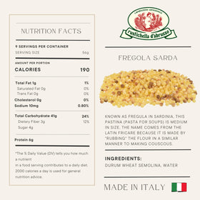 Rustichella d'Abruzzo fregola sarda texture balls formed by traditional rubbing method.