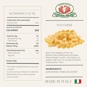 Rustichella Abruzzo Paccheri raw tubes ready to boil.