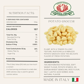 Rustichella d'Abruzzo gnocchi close-up shows pillowy surface for comforting sauces.