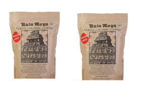 Ruta Maya Organic Medium Roast whole beans close-up with rich aroma ready for grinding