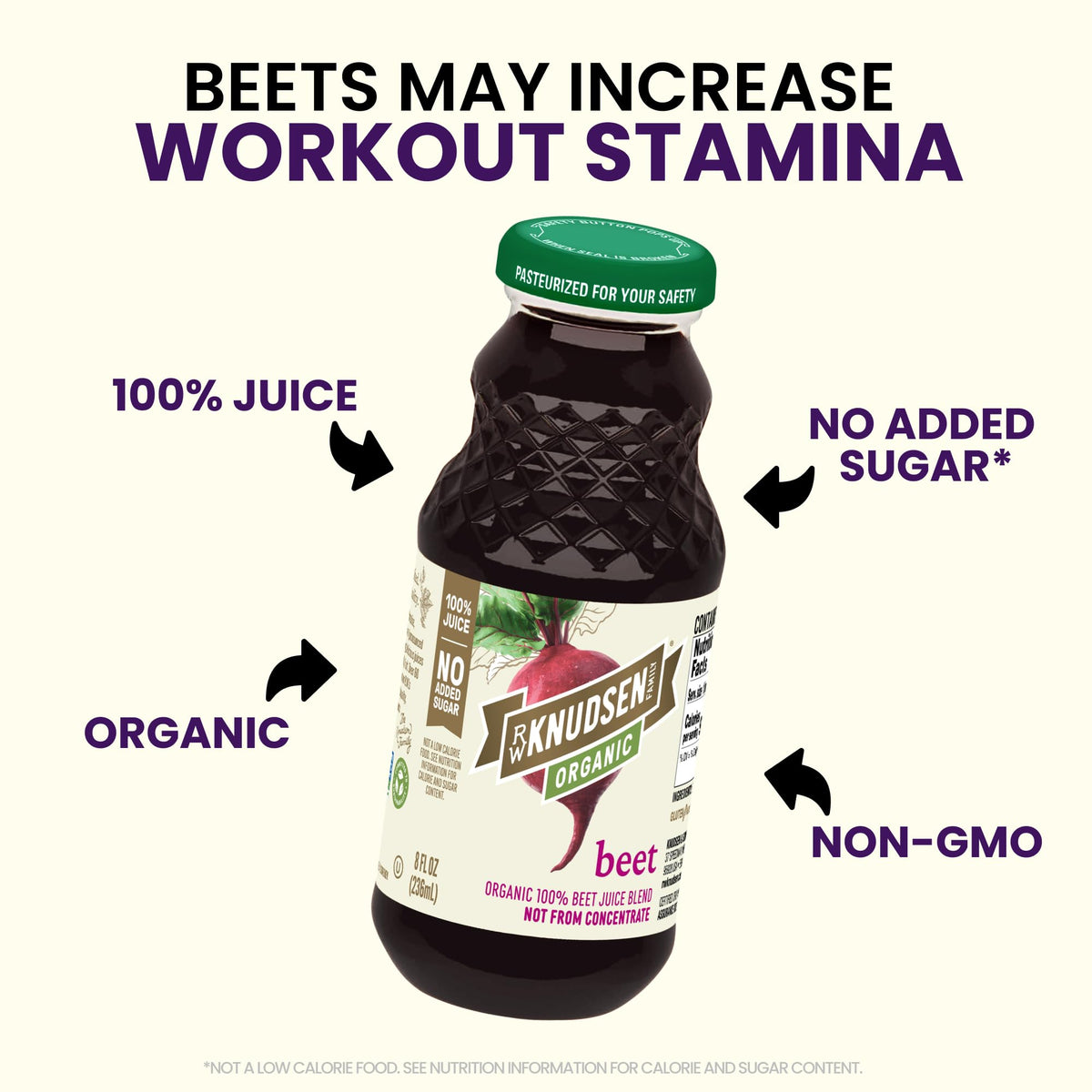 R.W. Knudsen Beet Juice label showing USDA Organic and Non-GMO verification.