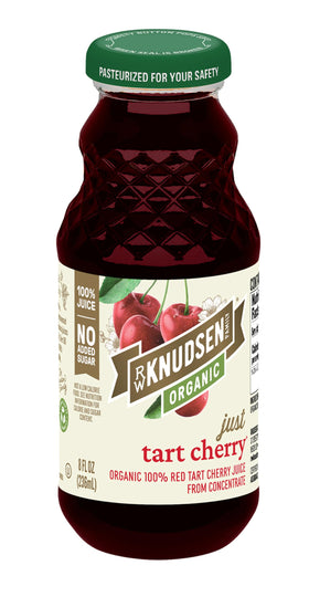 R.W. Knudsen Just Tart Cherry Juice bottle front, ideal for sipping pure or with smoothies.