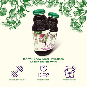 R.W. Knudsen Organic Beet Juice being poured into a glass for a refreshing beverage.