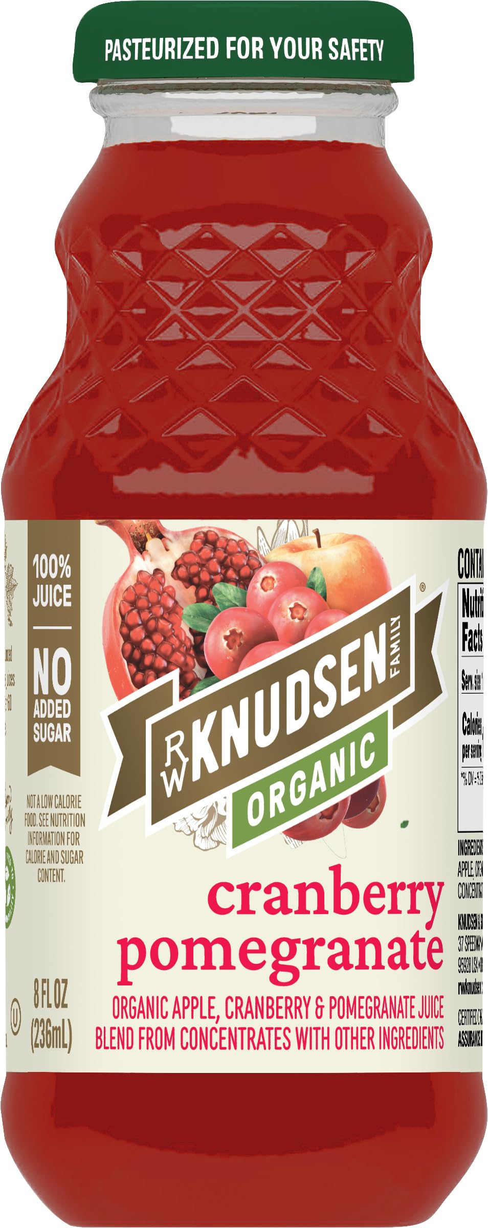 R. W. Knudsen Organic Cranberry Pomegranate Juice bottle 8oz ideal for smoothies