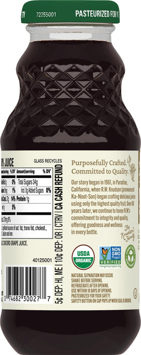 R.W. Knudsen Organic label close-up, organic certification and quality.