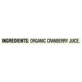 R.W. Knudsen Organic Just Cranberry Juice label highlights no added sugar and non-GMO verification.
