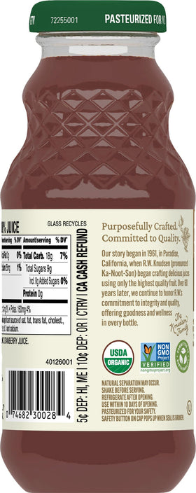 R.W. Knudsen Organic Just Cranberry Juice 12-pack packaging for family use.