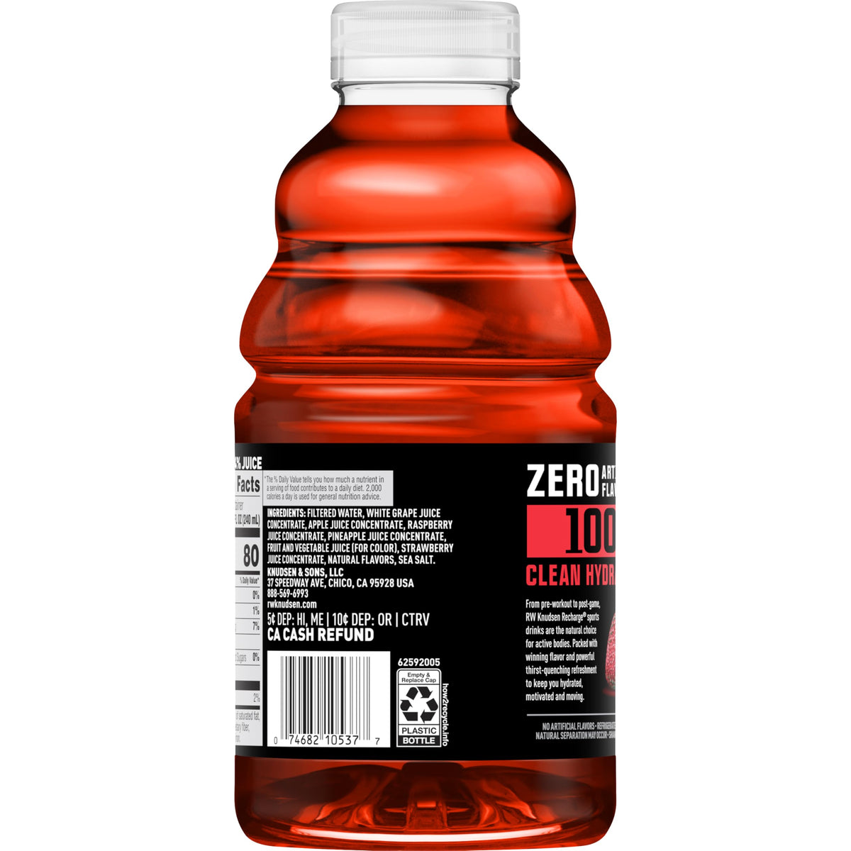 R.W. Knudsen Recharge Mixed Berry six-pack shown for shared hydration after workouts.