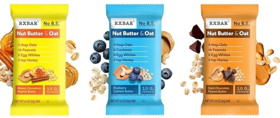 RXBAR assorted pack vanilla almond bars for balanced snacking.