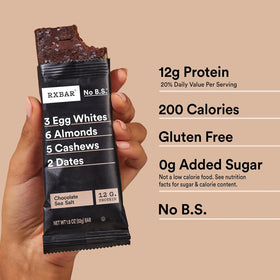 RXBAR Chocolate Sea Salt bar in gym bag, post-workout snack option