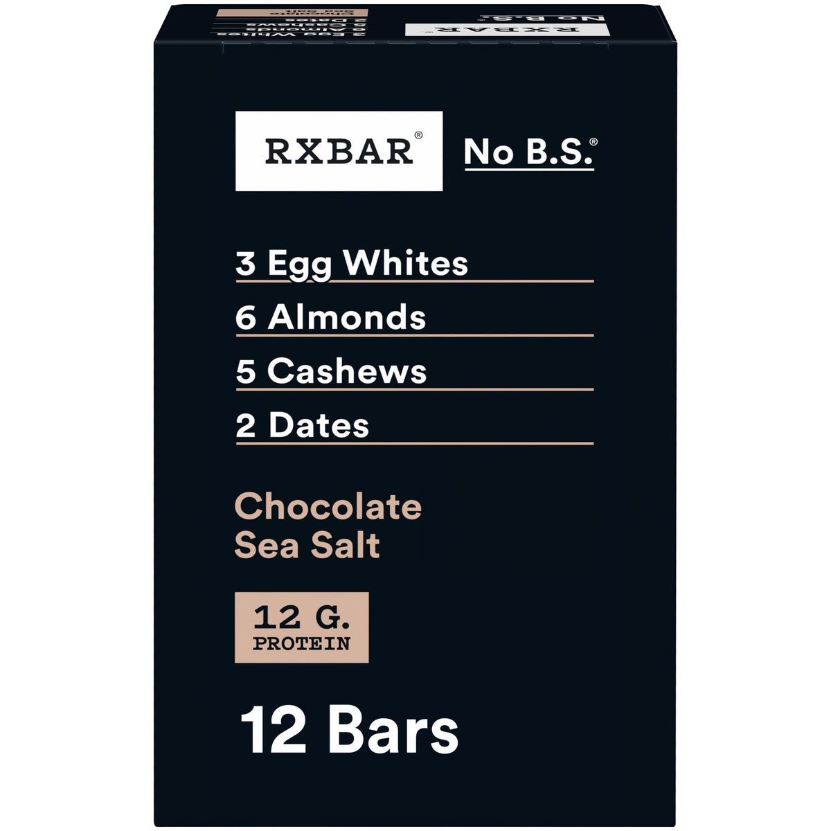 RXBAR Chocolate Sea Salt packaging showing simple real-food ingredients