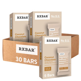 RXBAR Coconut Chocolate bar front view highlights simple ingredients and texture