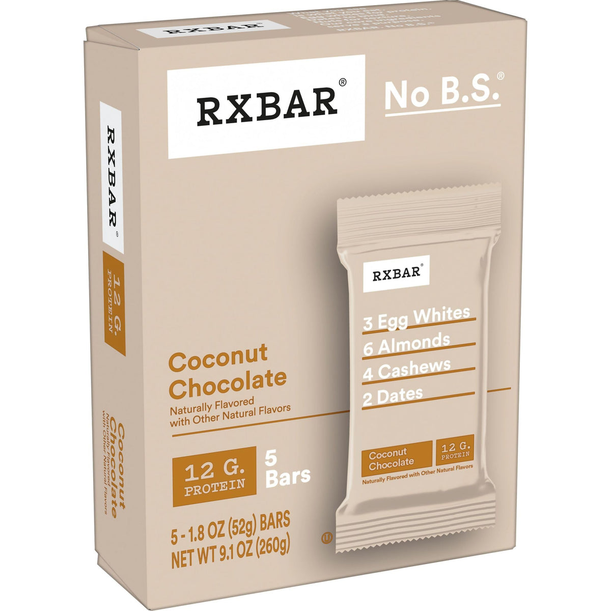RXBAR Coconut Chocolate bar in hand for on-the-go snacking