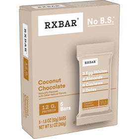 RXBAR Coconut Chocolate bar in hand for on-the-go snacking