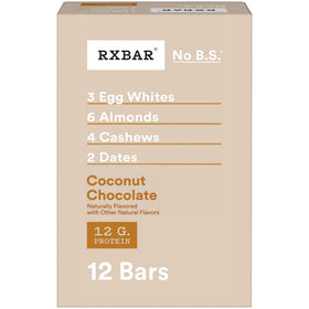 RXBAR Coconut Chocolate bar pack shows a simple ready-to-eat snack for busy days