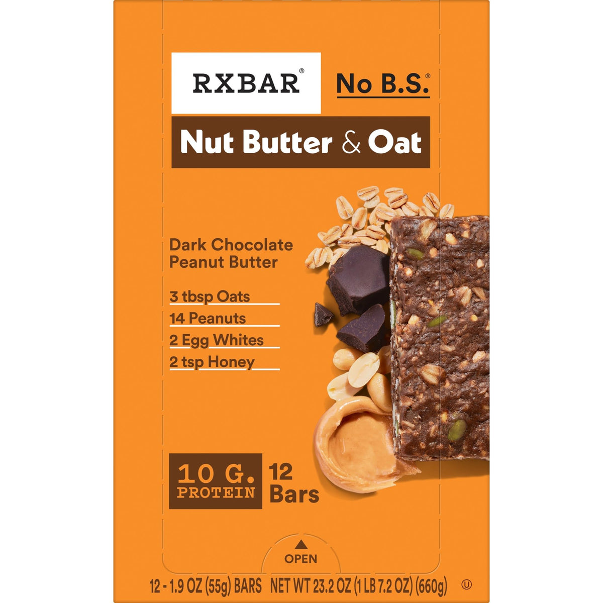 RXBAR dark chocolate peanut butter flavor close-up, rich and satisfying