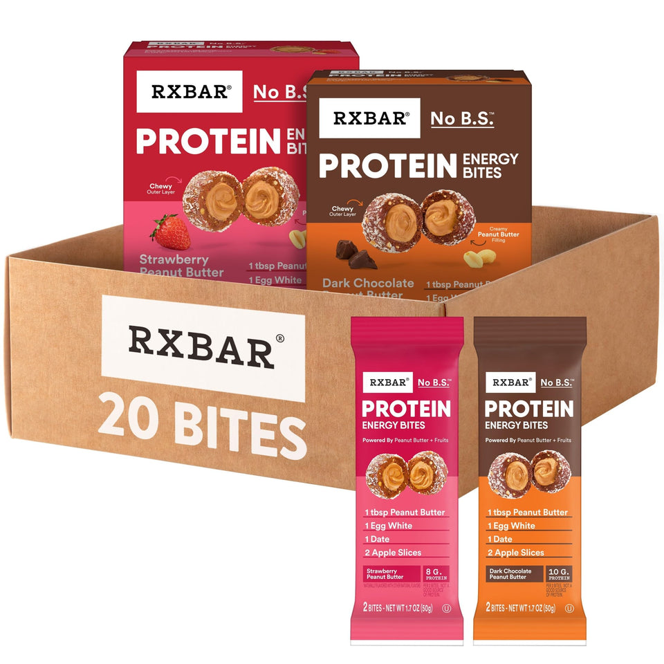 RXBAR Energy Bites strawberry peanut butter pouch with bite-sized energy on the go.