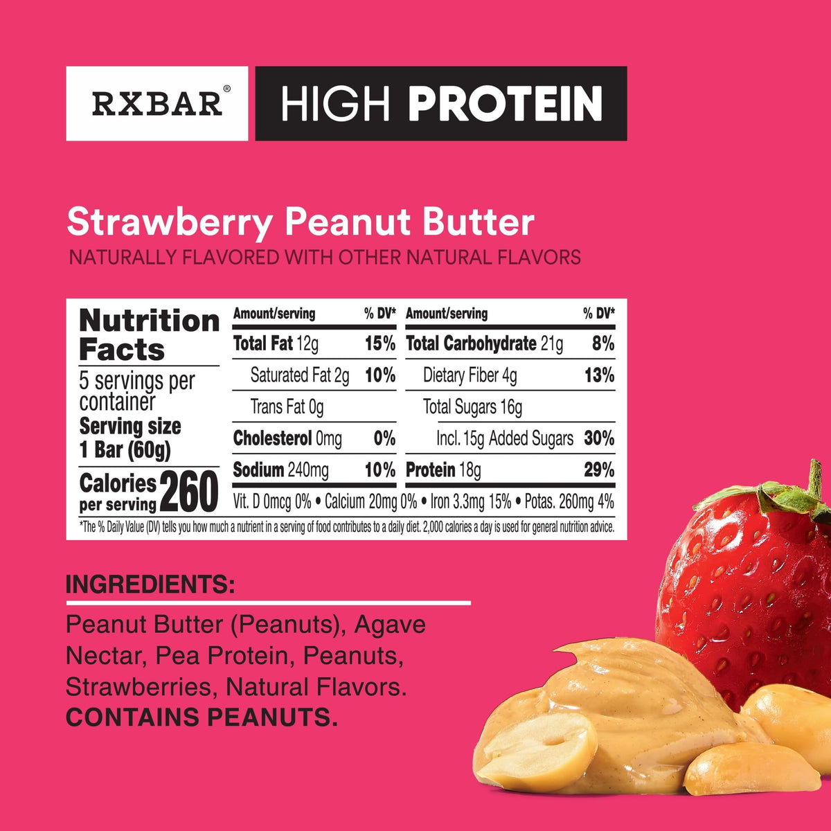 RXBAR High Protein Bars peanuts crunch closeup promotes texture and energy boost