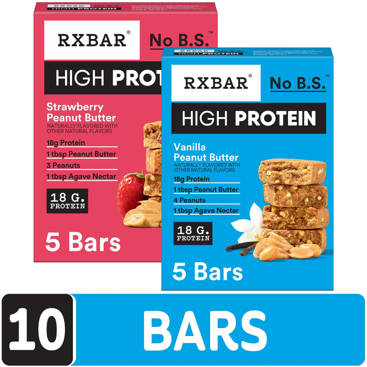 RXBAR High Protein Bars vanilla peanut butter bar closeup highlights creamy texture and bite