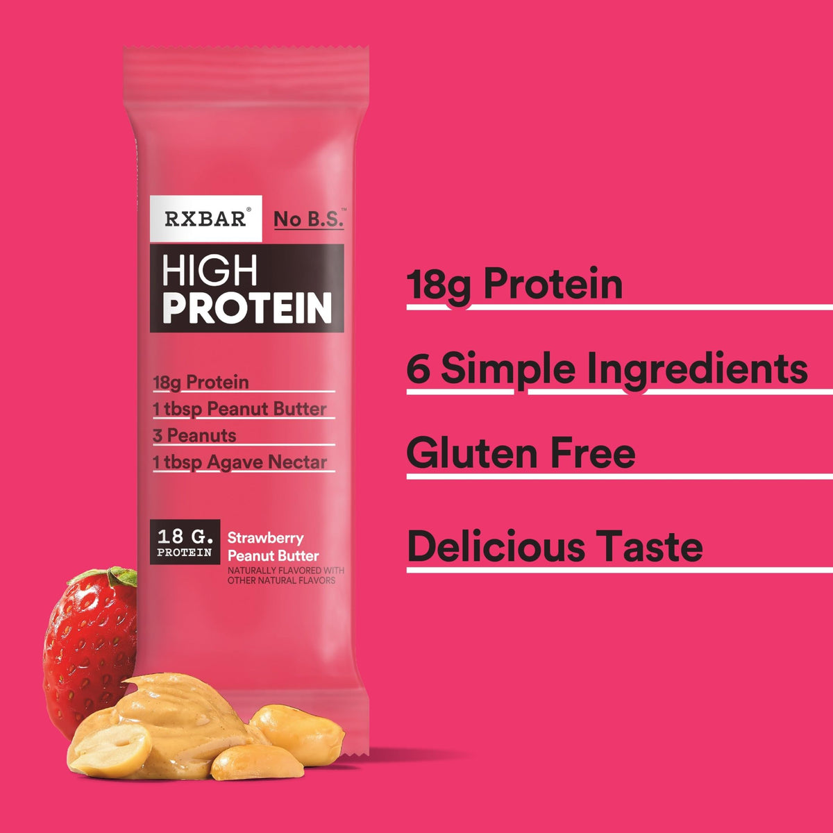 Close-up of RXBAR High Protein bar texture shows creamy chew.