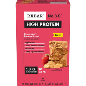 RXBAR High Protein bar packaging highlights simple ingredients for on-the-go snacking.