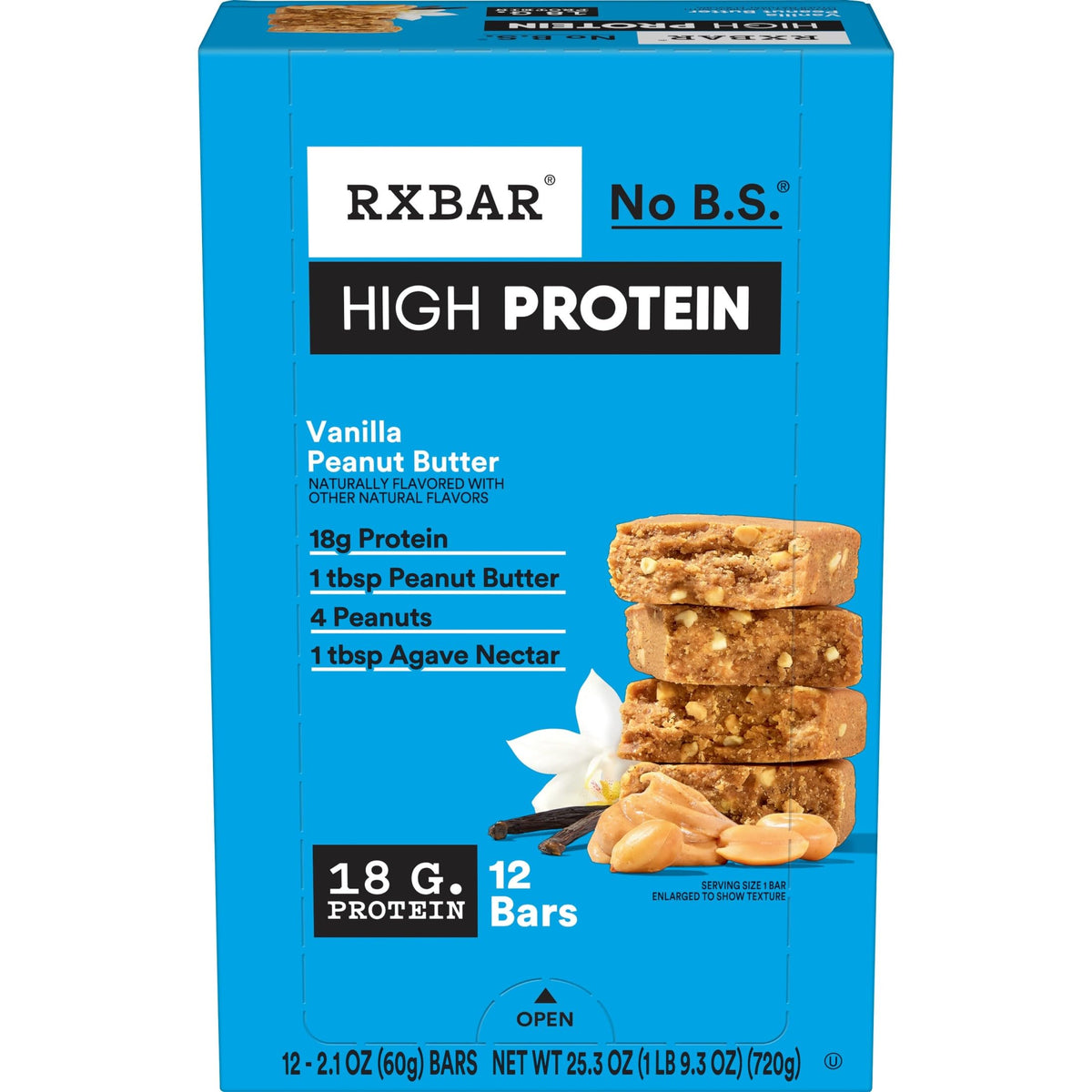 RXBAR High Protein Vanilla Peanut Butter bars packaging for on-the-go snacking