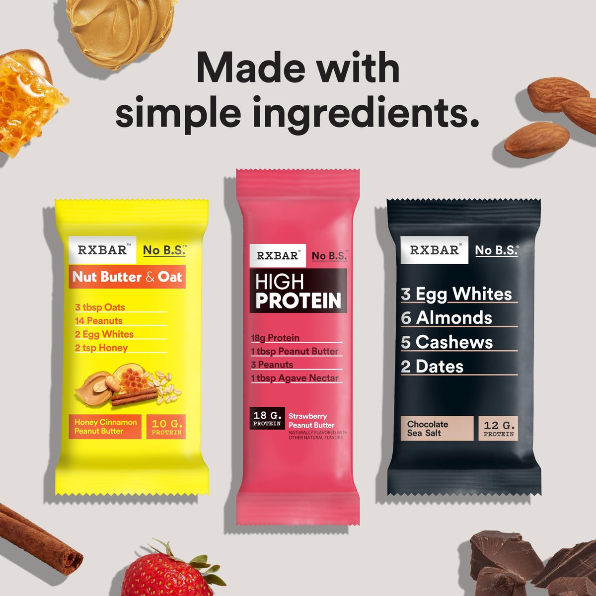 Visible peanuts in RXBAR High Protein Vanilla Peanut Butter bar