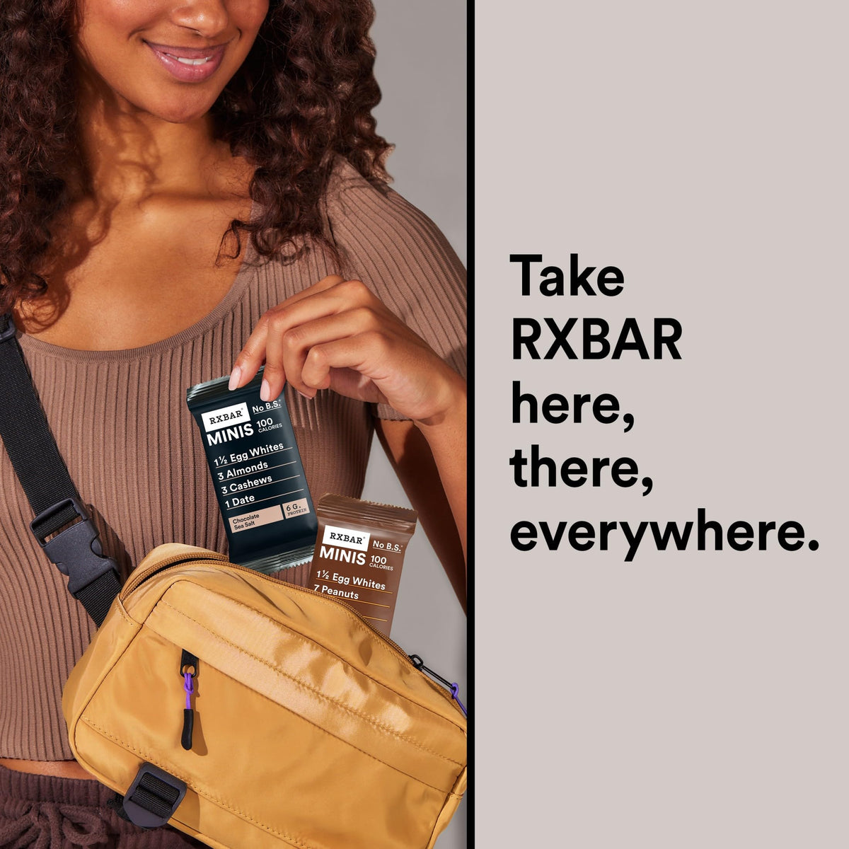RXBAR Minis pocket-sized bars ideal for travel.