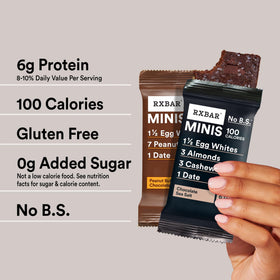 RXBAR Minis Variety Pack Case 16 Bars, convenient multi-pack for home or office.
