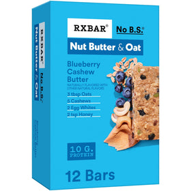 RXBAR Nut Butter and Oat Blueberry Cashew Butter bar unwrap for on-the-go snack