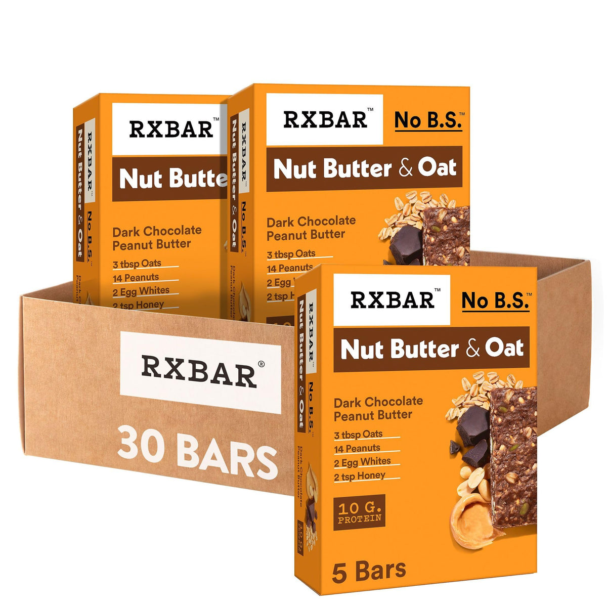 RXBAR Nut Butter and Oat Dark Chocolate Bar pack, ideal for on-the-go protein.