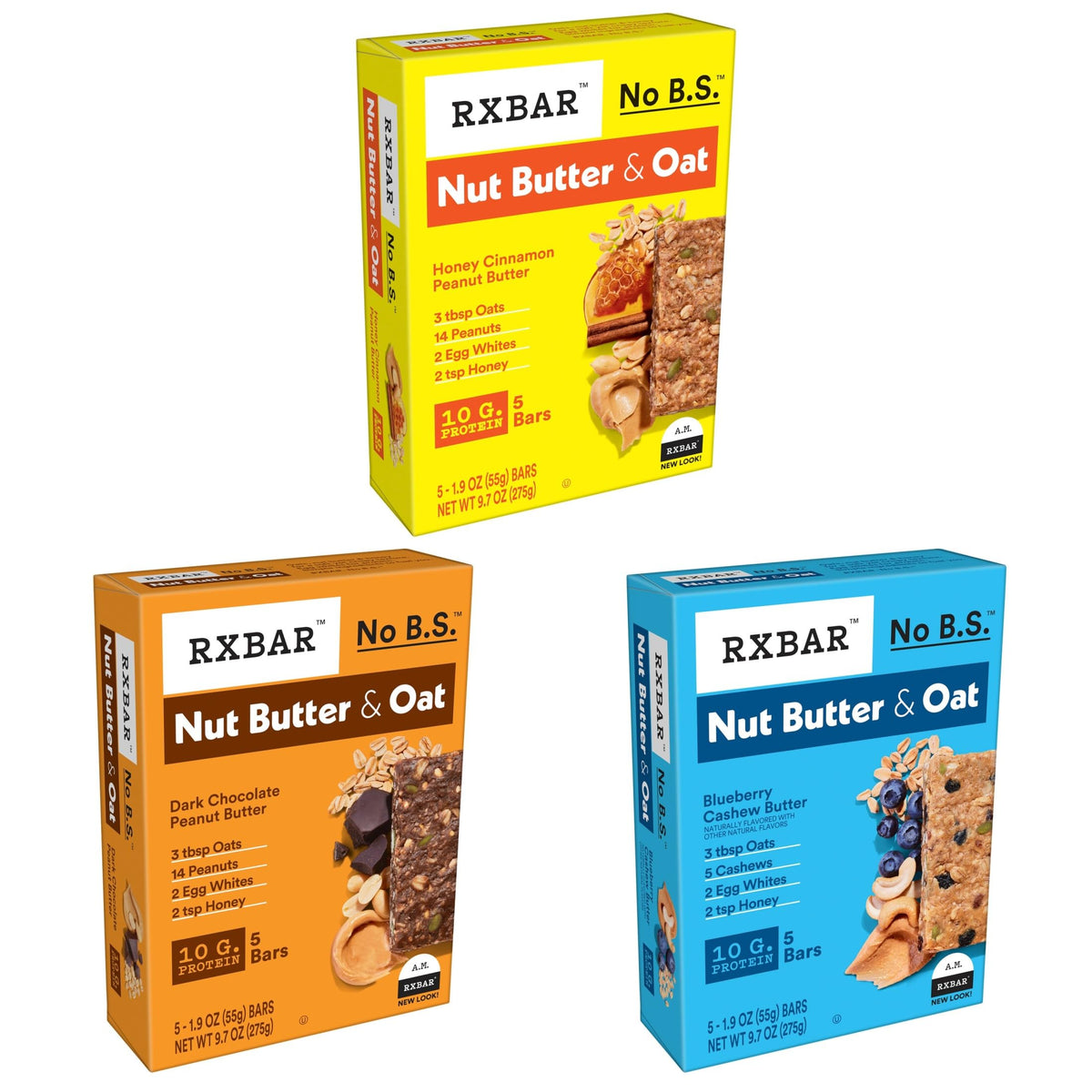 RXBAR Nut Butter and Oat Dark Chocolate Peanut Butter bar close-up, satisfying snack between workouts
