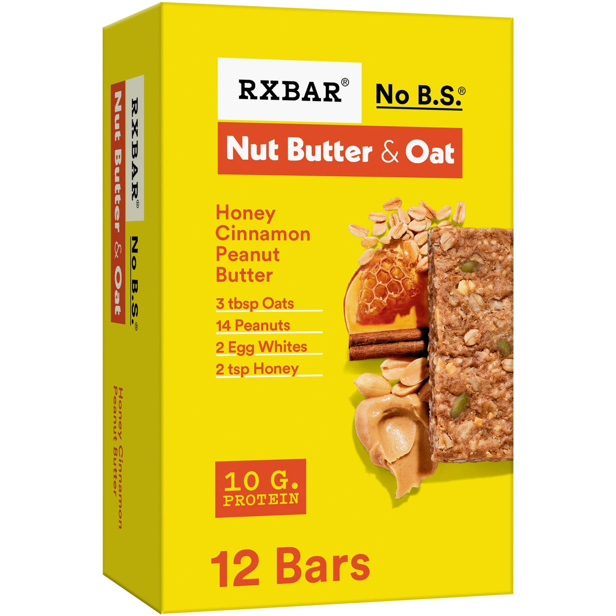 RXBAR Nut Butter and Oat Honey Cinnamon packaging pack shot for on-the-go snacking.