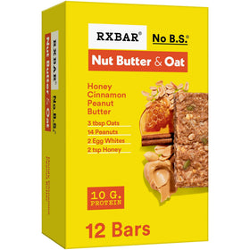RXBAR Nut Butter and Oat Honey Cinnamon packaging pack shot for on-the-go snacking.